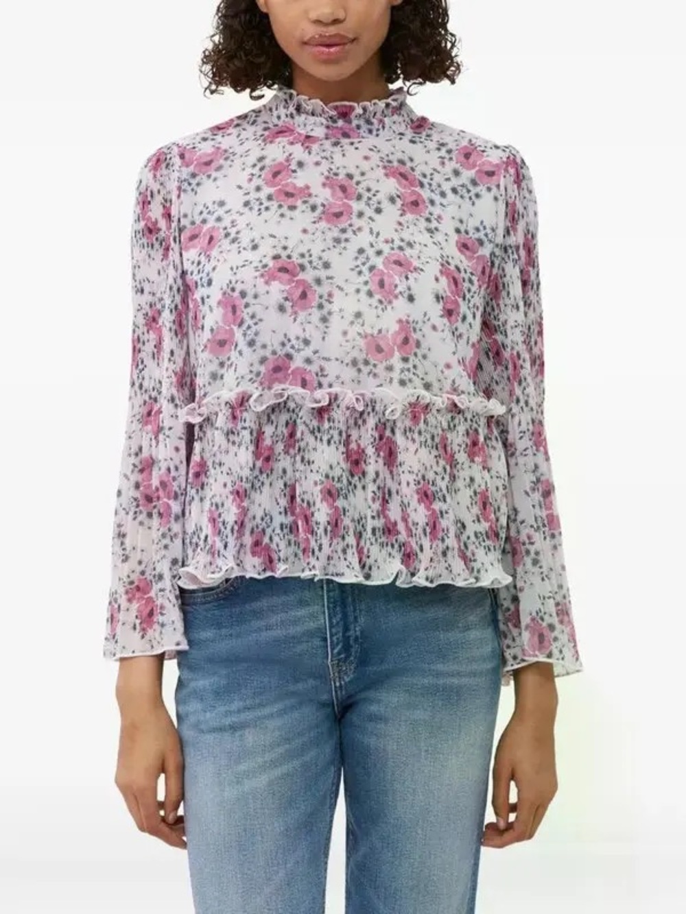 Ganni Floral Ruffled Blouse